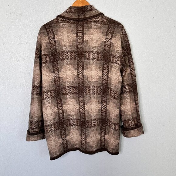 Lauren Ralph Lauren Wool Aztec Southwestern Cardigan Jacket Sweater Brown - Picture 5 of 5